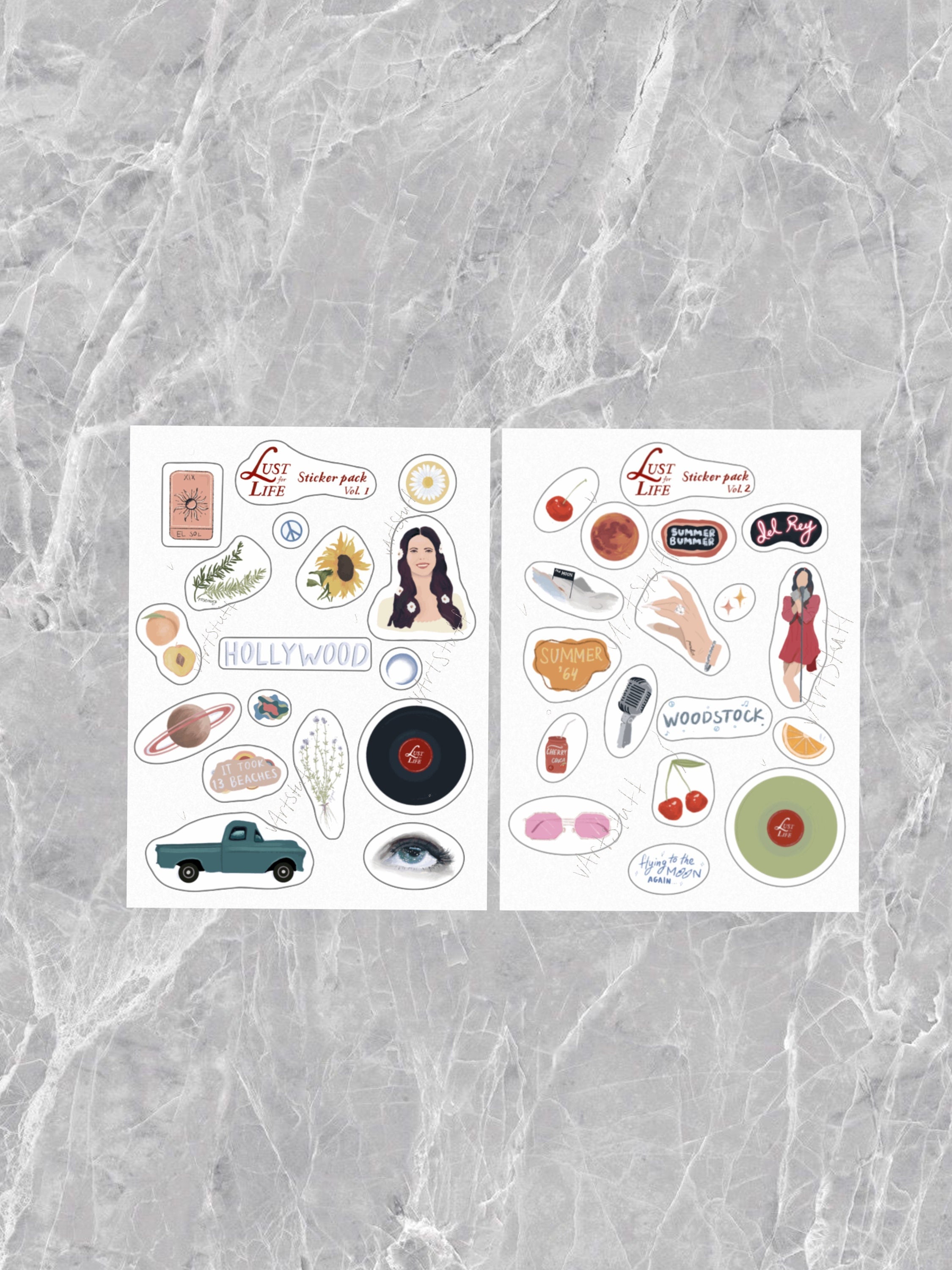 Lana Del Rey Stickers, Lust for Life Stickers, Lana Del Rey Aesthetic  Stickers, Dreamy Stickers, Witchy Stickers, Hollywood Aesthetic, 60s 