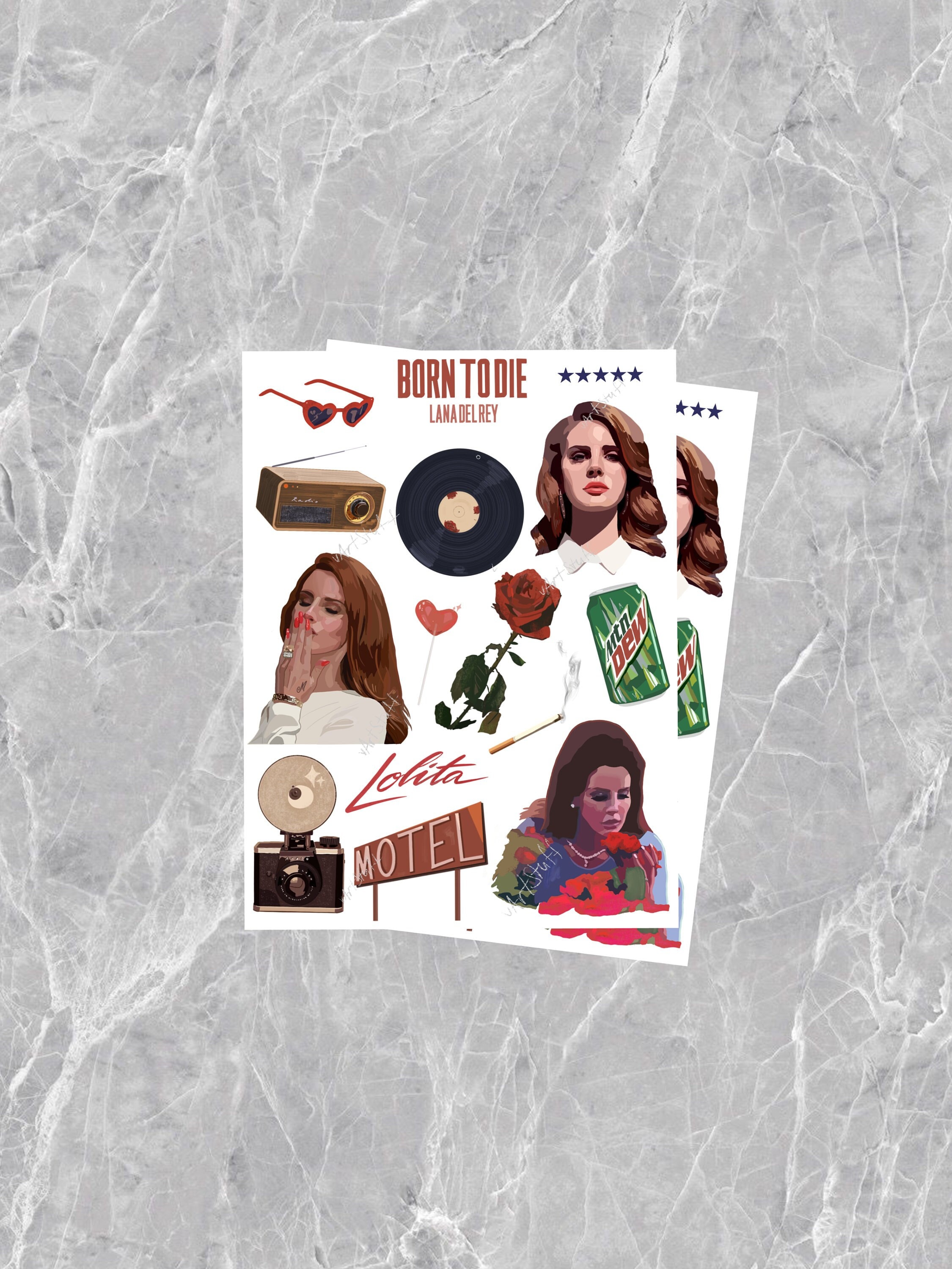 25PCS Singer Lana Del Rey Stickers Born To Die Honeymoon Paradise for  Laptop Luggage Car Skateboard Helmet Waterproof Decals