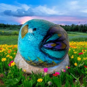 Whimsical Blue Bird Hand-Painted Rock - Unique Home & Garden Accent - Nature Lover Gift