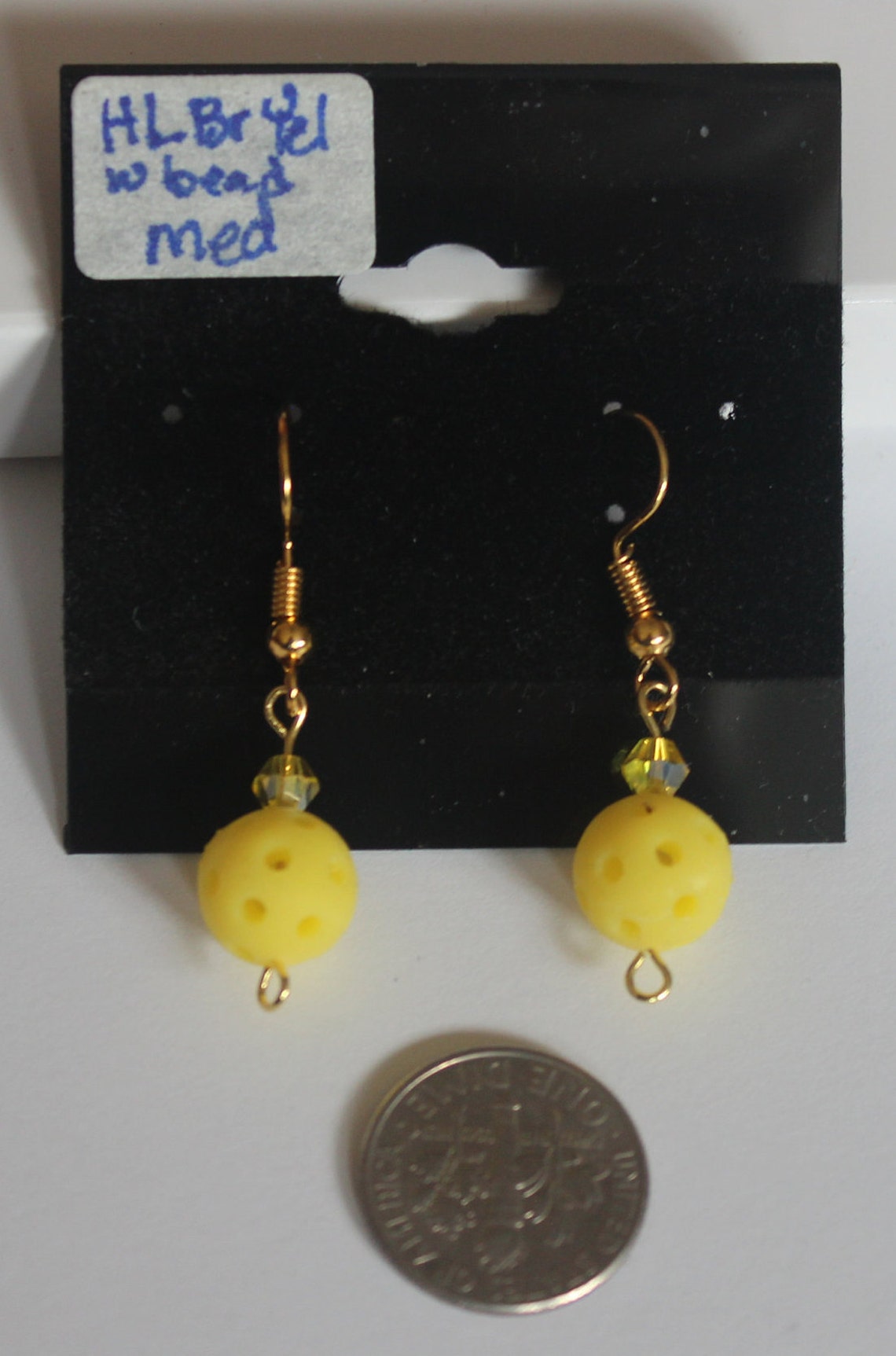 Pickleball Earrings hollow Yellow With Yellow Bead Etsy