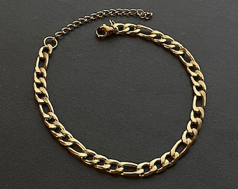 Trendy roestvrijstalen armband van 5 mm breed, goudkleurig, perfect cadeau voor vrienden, geschikt voor man en vrouw, lengte 23 cm