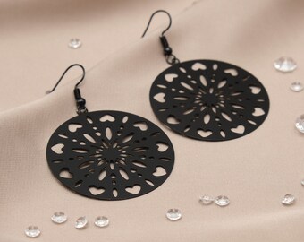 RADIANT LOVE, earrings black with a total length of approx. 6 cm