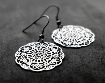 Earrings Hanging mandala earrings made of stainless steel - 4.5 cm length as an inspirational gift idea for women Faith