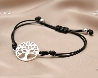 Silver bracelet with tree of life pendant - A special gift idea for women with drawstring closure, Treelia