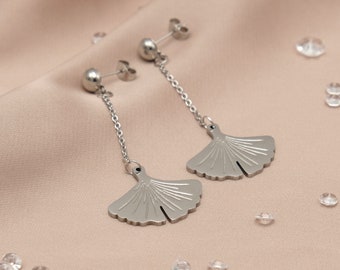 Earrings stainless steel dangling earrings for women women ginkgo leaf 6 cm