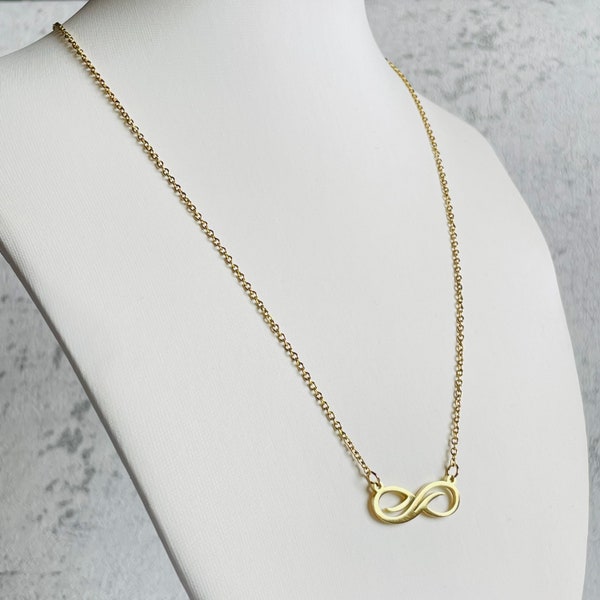 Halskette mit Unendlichkeit Symbol Infinity Damen Mädchen Geschenkidee 45 cm Edelstahl vergoldet