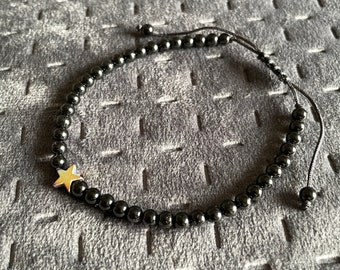 Bracelet for Women and Girls: Adjustable, Black with Colorful Rainbow Star - A Great Gift Idea