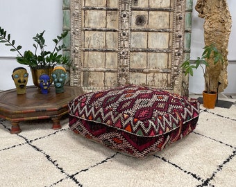 Ottoman Pouf Moroccan Pouf Turkish rug door mat runner rug kilim pouf rug area vintage rug moroccan rug oushak rug bohemian rug 7333OUZ