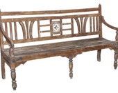 Vintage Anglo-Indian teak garden bench