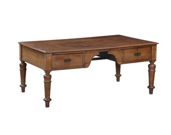 Mesa de escritorio antigua angloindia de madera de teca para pareja