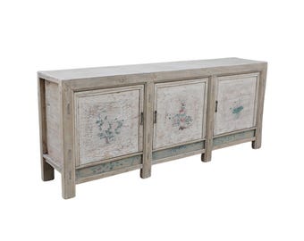 Antique Chinese Painted Elm Cabinet