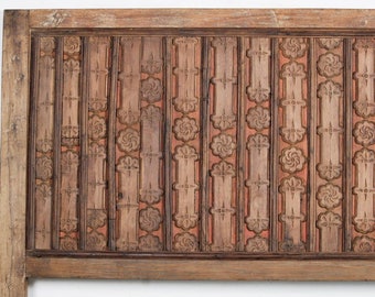 King Headboard made from an Indian Teakwood Antique Ceiling Panel