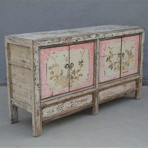 Antique Chinese Painted Elm Cabinet