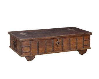 Antique Indian Teakwood Blanket Chest/Coffee Table