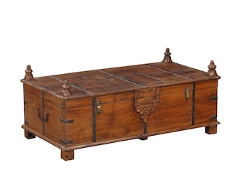 Antique Indian Teakwood Blanket Chest/Coffee Table
