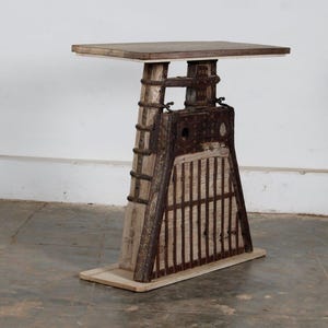 Cart Teak and Iron Console Table made from Vintage Indian Architectural Elements