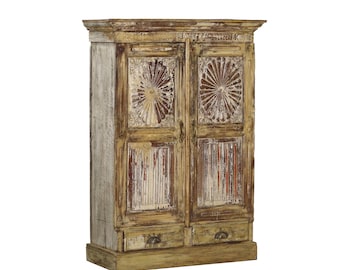 Antique Indian Painted Teakwood Armoire