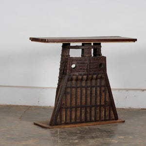 Cart Teak and Iron Console Table made from Vintage Indian Architectural Elements