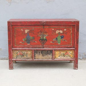 Antique Chinese Painted Hall Cabinet
