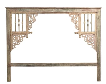 Indian King Size Headboard Constructed from Antique Indian Architectural Components