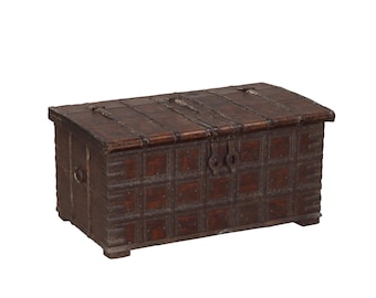 Antique Indian Teakwood and Iron Blanket Chest/Coffee Table