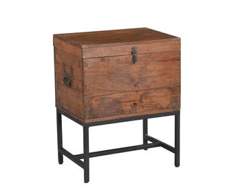 Vintage Indian Teakwood Chest on Iron Legs
