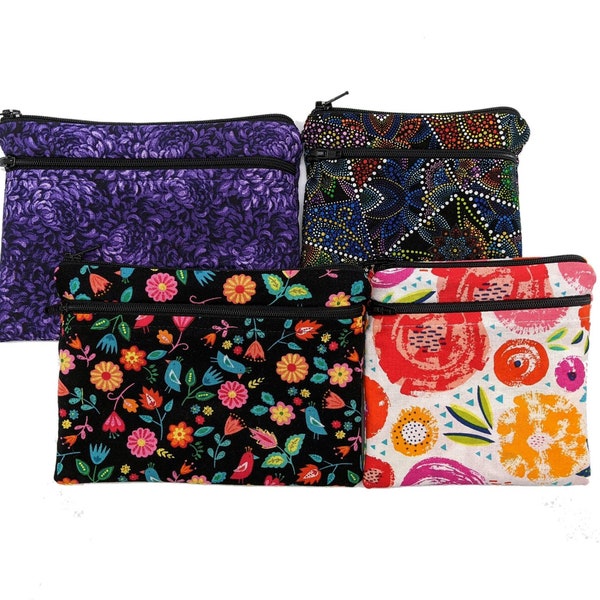 Wet Bag with TWO Pockets, MANY PATTERNS, Period Underwear Bag, Wet Bag for Reusable Pads, Waterproof Bag for Mama Cloth, Dual Pocket Wet Bag