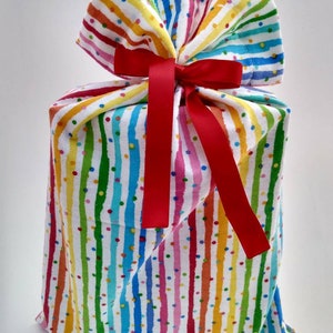 Reusable Fabric All Occasions Gift Bag, Birthday Fabric Gift Bag,Cotton Gift Bag, Celebration Gift Bag, Colorful Rainbow Gift Bag