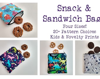 Reusable Snack Bag Set: Cotton Lined Food Safe Lunch Bags