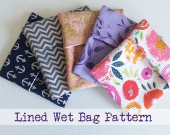 Wet Bag Pattern, Pad Wrapper Tutorial, Pad Wet Bag Tutorial, Lined Wet Bag Pattern, PUL Bag Pattern, Flip Bag Pattern, Snack Bag Pattern