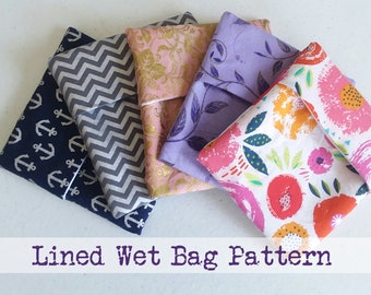 Lined Wet Bag Sewing Pattern: Flip Snack Bag Tutorial (Digital Download)