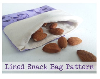 Lined Snack Bag Sewing Pattern: Reusable Wet Bag Tutorial (Digital Download)