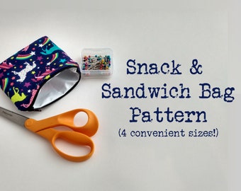 Snack Bag Pattern, Sandwich Bag Pattern, Snack Bag Tutorial, Sandwich Bag Tutorial, Snack Bag Sewing Tutorial, Cutlery Bag Sewing Pattern