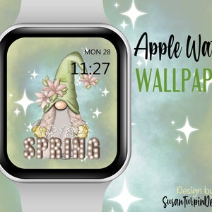 Gnome Spring Apple Watch Face Wallpaper, Spring Easter Gnome Apple Watch Face, Gnome Watch face, Gnome Wallpaper