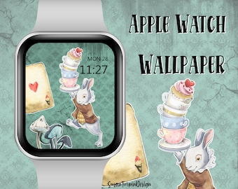 Fondo de pantalla de Alicia en el País de las Maravillas para Apple Watch: Diseño de conejo (Descarga digital)
