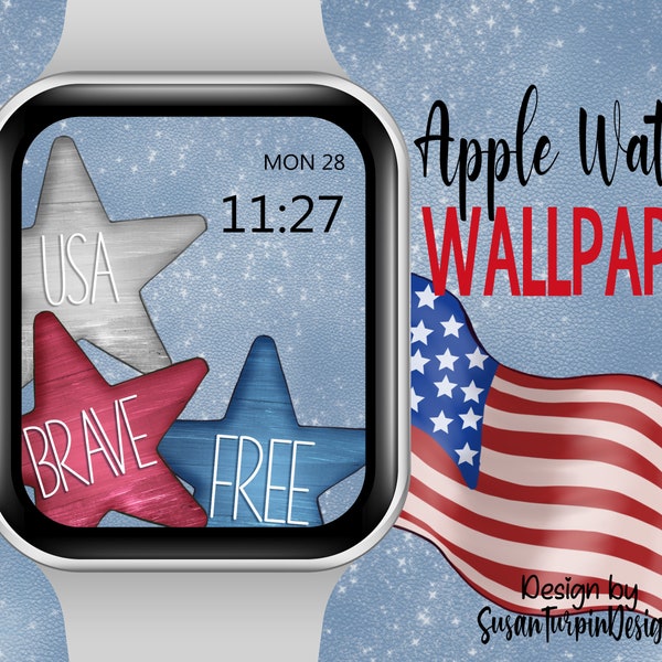 American Flag Apple Watch Face Wallpaper, 4th of July, Independence Day, Patriotic Wallpaper, USA Wallpapers for Apple Watch Face