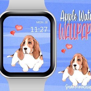 Basset Hound Apple Watch Face Wallpaper, Dog Apple Watch Face, Dog Watch face, Apple Wallpaper