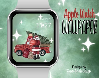 Christmas Red Truck Apple Watch Face Wallpaper, Apple Watch Face, Christmas Watch face, Christmas Wallpaper, Wallpapers Apple Watch Face