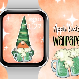 Gnome St Patrick&#39;s Day Apple Watch Face Wallpaper, Spring  Gnome Apple Watch Face, Gnome Watch face, Gnome Wallpaper
