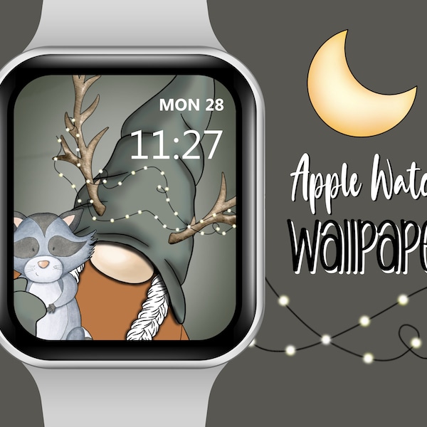 Söt gnome-skog med Apple Watch-urtavla, gnome-Apple Watch-urtavla, bild på urtavla, höstbakgrund, bakgrundsbilder för Apple Watch-urtavla