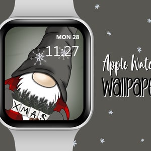 Sfondo del viso di Apple Watch dello gnomo di Natale, quadrante dell'Apple Watch di Natale, quadrante dell'orologio di Natale, sfondo dello gnomo di Natale