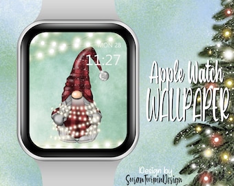Christmas plaid Gnome Apple Watch Face Wallpaper, Apple Watch Face, Christmas Watch face, Christmas Wallpaper, Wallpapers Apple Watch Face