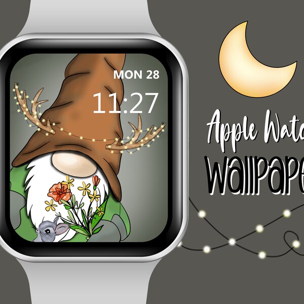 Apple Watch-bakgrund med skogstomte: Höstdesign (digital nedladdning)