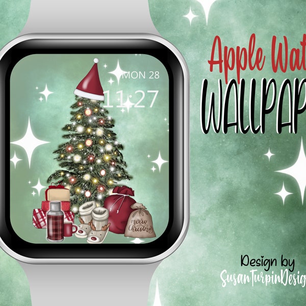 Christmas Tree Apple Watch Face Wallpaper, Apple Watch Face, Christmas Watch face, Christmas Wallpaper, Wallpapers Apple Watch Face