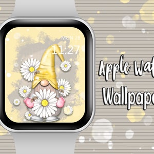 Summer Gnome Apple Watch Face Wallpaper, Daisy Apple Watch Face, Watch face Image, Summer Wallpaper, Flower Wallpapers for Apple Watch Face