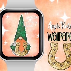 St Patrick&#39;s Day Apple Watch Face Wallpaper, Spring  Gnome Apple Watch Face, Gnome Watch face, Gnome Wallpaper