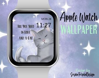 Love and a Cat Wallpaper Apple Watch Face, Cat Apple Watch Face, Cat Watch face, Love Wallpaper, Wallpapers for Apple Watch Face