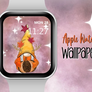 Fall Gnome Pumpkin Apple Wallpaper, Gnome Apple Watch Face, Watch face Image, Fall Wallpaper, Wallpapers for Apple Watch Face