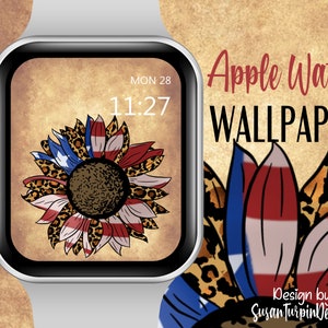 Patriotic Sunflower Apple Watch Face Wallpaper, 4th of July, Independence Day, Patriotic Wallpaper, USA Wallpapers for Apple Watch Face