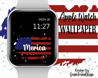 American Flag Apple Watch Face Wallpaper (Digital Download)